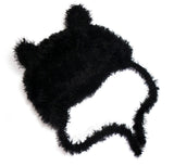 Black Fluffy Kitty Beanie Hat by VelvetVolcano