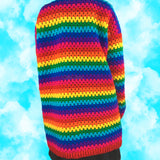 Bright Rainbow Striped Crochet Cardigan by VelvetVolcano