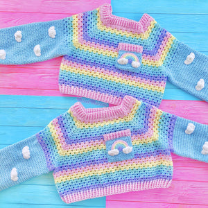 Cropped Ultra Pastel Rainbow Cloud Jumper / Sweater