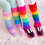 Ultra Pastel, Vibrant Pastel, Neon Rainbow, Bright Rainbow Striped Flared Crochet Leg Warmers by VelvetVolcano