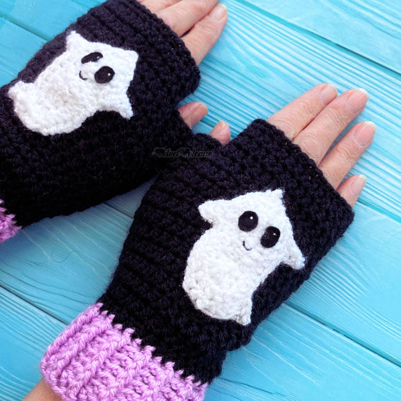 Ghost Fingerless Gloves (Custom Colour)