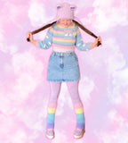 Cropped Ultra Pastel Rainbow Cloud Jumper / Sweater