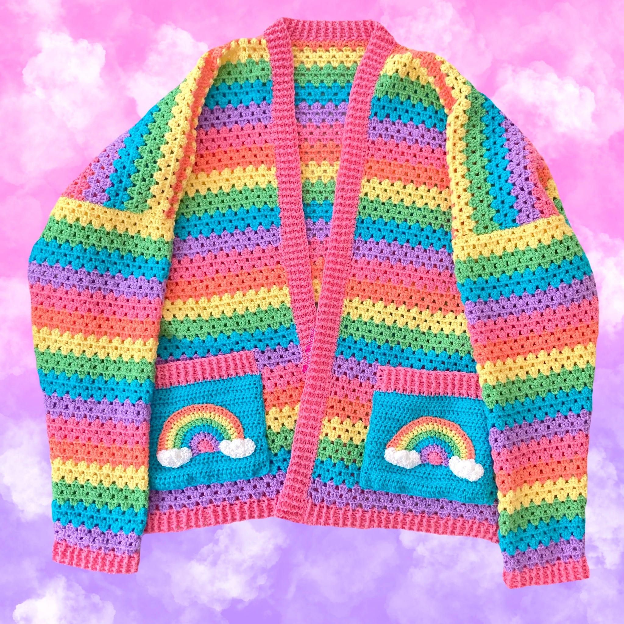 Pastel Rainbow Striped Cardigan - Crochet Long Sleeve Colourful Kawaii  Cardi – VelvetVolcano