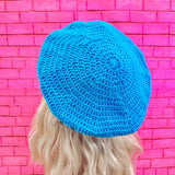 Turquoise / Cyan colour crochet beret. Essential Beret (Custom Colour) by VelvetVolcano