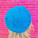 Turquoise / Cyan colour crochet beret. Essential Beret (Custom Colour) by VelvetVolcano