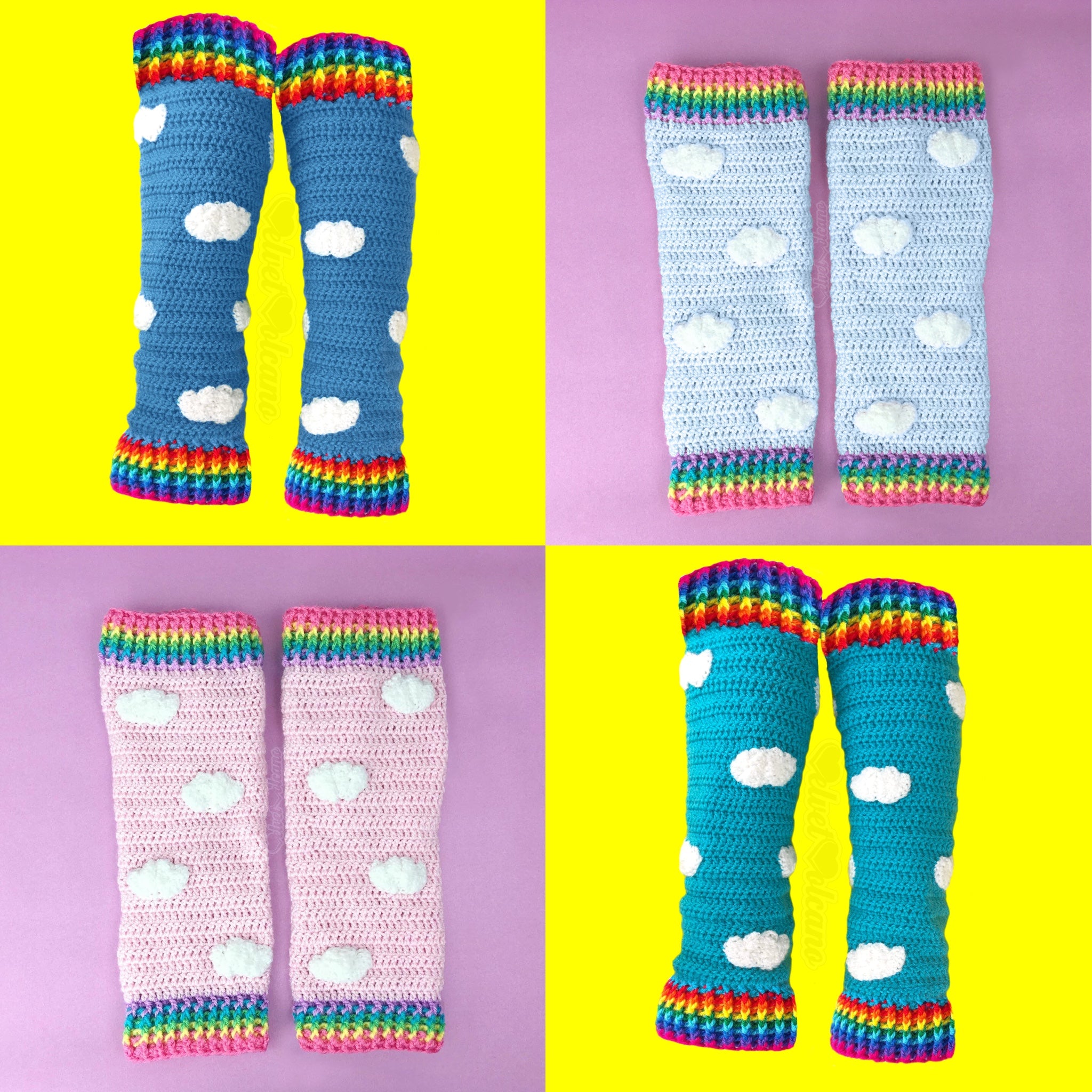 Rainbow Cloud Leg Warmers - Colourful Pastel or Bright Fairy Kei