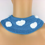 Bright Rainbow Cloud Peter Pan Style Crochet Collar with Dolphin Blue Sky Colour by VelvetVolcano