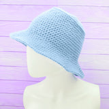 Duck Egg (Pastel) Blue Crochet Bucket Hat by VelvetVolcano