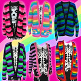 Multiple colourful striped crochet cardigans by VelvetVolcano