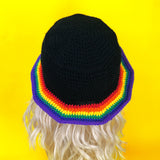 Shooting Star Rainbow Bucket Hat - Custom Colour Unisex Teen & Adult Crochet Sun Hat by VelvetVolcano