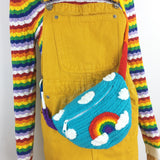 Rainbow Cross Body Belt Bag, Kawaii Crochet Bum Bag by VelvetVolcano
