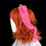 Bubblegum Pink and Lilac Crocheted Cat Ear Headband - Kawaii Pastel Kitty Ears Hair Band by VelvetVolcano