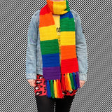 Chunky crochet bright rainbow striped scarf with rainbow coloured tassels by VelvetVolcano
