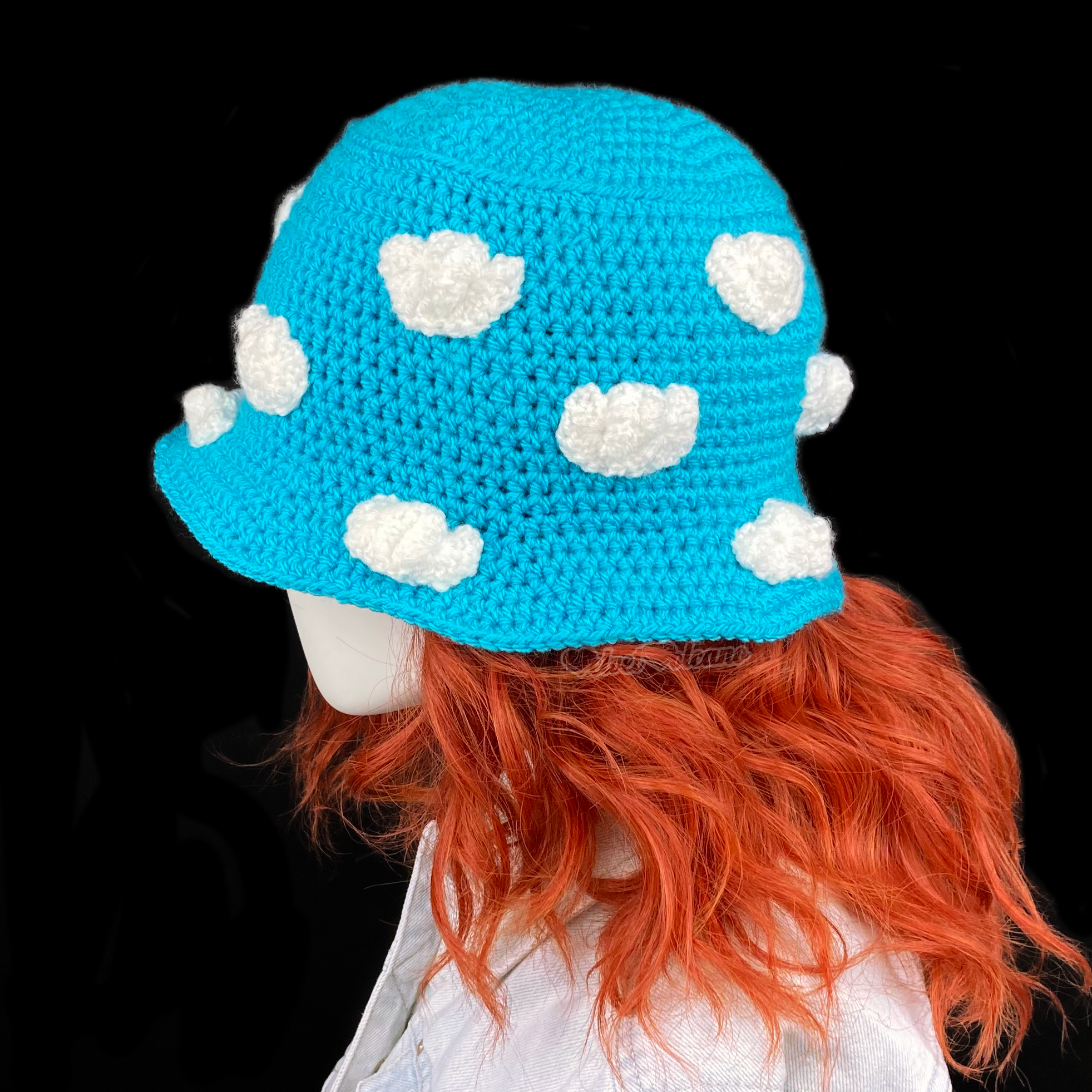 Cloud Bucket Hat - Womens, Girls & Unisex Turquoise Sky Crochet