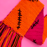 Custom Colour Crochet FrankenKitty Scarf - Long Wrap Around Scarf with Tassels - Frankensteins Monster Inspired Chunky Scarf by VelvetVolcano