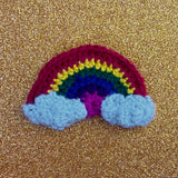 Dark Rainbow Cloud Hair Clip - Crocheted Gothic Rainbow Hair Accessory by VelvetVolcano