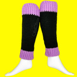 Duotone Leg Warmers by VelvetVolcano - Black crochet leg warmers with lilac ribbed cuffs.