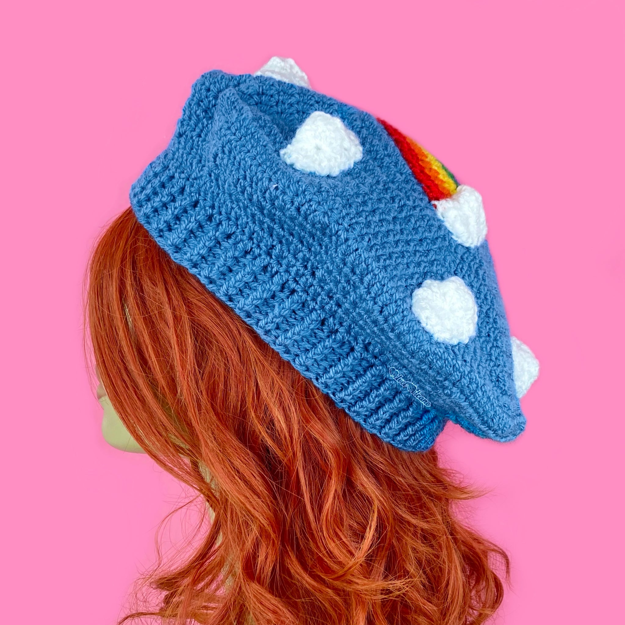 Rainbow Cloud Beret - Kawaii Crochet Weather Themed Hat by 