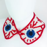 Peter Pan Style Detachable Crochet Collar with Eyeball and Bloodshot Pattern. Eye See You Collar by VelvetVolcano