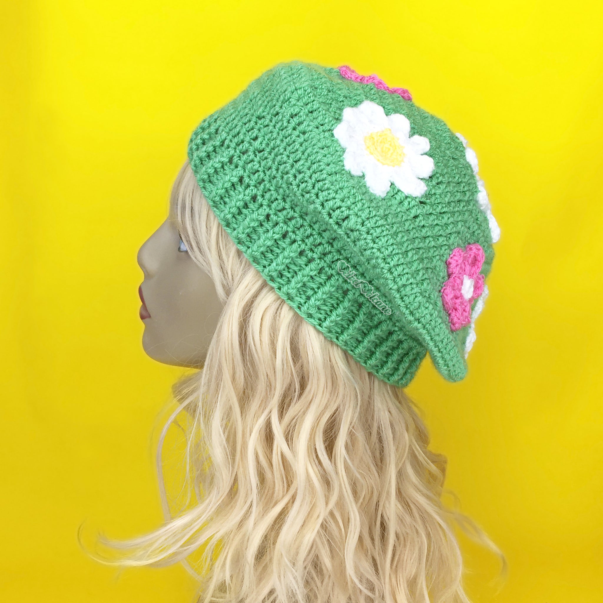Flower Power Beret - Girls / Womens Pastel Floral Daisy Hat by