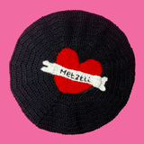 Custom Love Heart Tattoo Crocheted Beret by VelvetVolcano