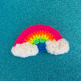 Neon Rainbow Cloud Hair Clip - Crocheted Colourful Decora Hair Accessory by VelvetVolcano