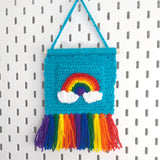 Rainbow Cloud Wall Hanging with Tassels & Pocket - Colourful Home Decor by VelvetVolcano