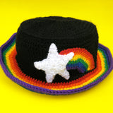 Shooting Star Rainbow Bucket Hat - Custom Colour Unisex Teen & Adult Crochet Sun Hat by VelvetVolcano