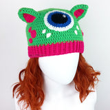 Cyclops Kitty Beanie - Crochet Custom Colour Monster Cat Ear Hat by VelvetVolcano