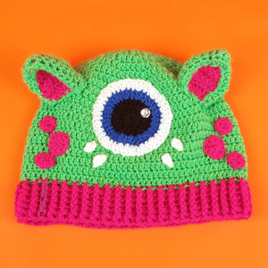 Cyclops Kitty Beanie - Crochet Custom Colour Monster Cat Ear Hat by VelvetVolcano