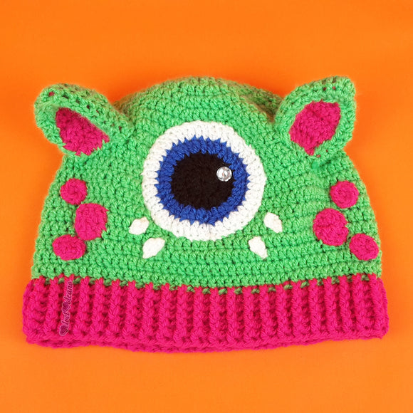 Cyclops Kitty Beanie - Crochet Custom Colour Monster Cat Ear Hat by VelvetVolcano