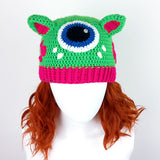 Cyclops Kitty Beanie - Crochet Custom Colour Monster Cat Ear Hat by VelvetVolcano