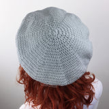 Grey & White Bow Beret - Custom Colour Vintage Inspired Crochet Hat by VelvetVolcano