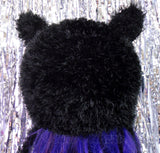 Black Fluffy Kitty Beanie Hat by VelvetVolcano