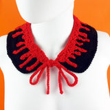 Red & Black Blood Drip Design Crochet Peter Pan Collar - Detachable / Removable Spooky Gothic Halloween Neckpiece by VelvetVolcano