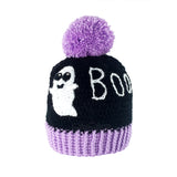 BOO! Ghost Pom Pom Beanie - Pastel Goth Crochet Bobble Hat by VelvetVolcano