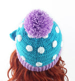 Turquoise, Lilac and White or Custom Colour Polka Dot Pom Pom Beanie with Bow Detail - Kawaii Sweet Lolita Hat by VelvetVolcano