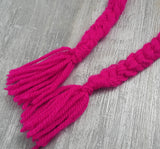 Plaited CorpseKitty Hood Ties with Tassels in Cerise Pink