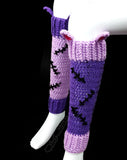 Lilac and Violet Cat Ear Crochet Leg Warmers inspired by Frankenstein's Monster - NecroKitty Leg Warmers by VelvetVolcano