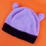 Lilac and Black cat ear hat with pentagram motif. Witchy Kitty Beanie (Custom Colour) by VelvetVolcano