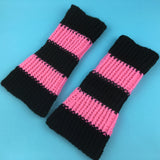 VelvetVolcano Bubblegum Pink & Black Striped Flared Boot Cover Leg Warmers