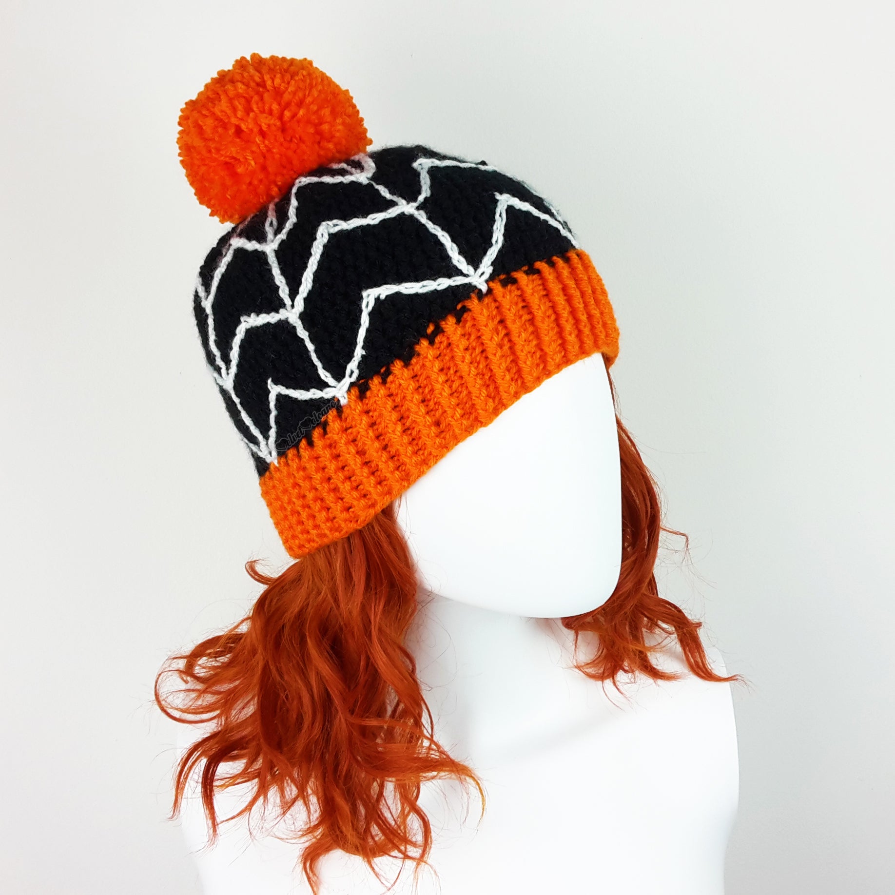 Spider Web Pom Pom Beanie Halloween Creepy Crochet Cobweb Bobble