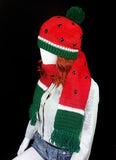 VelvetVolcano Watermelon Scarf & Pom Pom Beanie